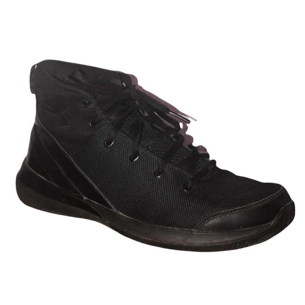 UNDER ARMOUR Sneaker Boy's Size 7Y Black X Level Ninja Basketball Shoe Lace Up